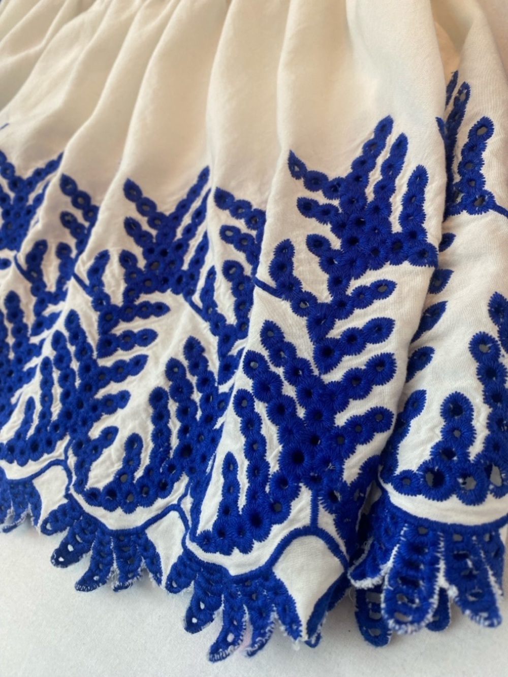 Ramy Brook Zena Embroidered Off Shoulder Mini Dress Blue and White Size XS - Picture 4 of 11